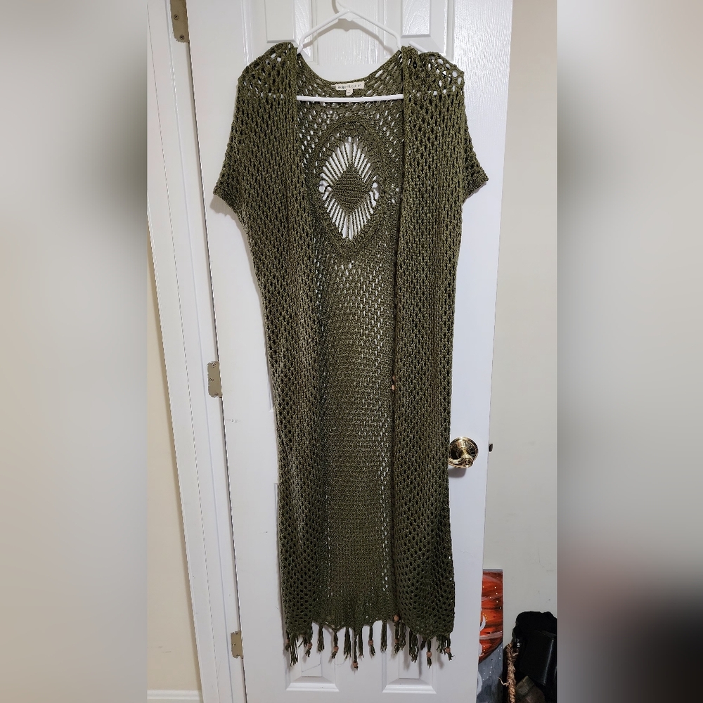 Olive Green Crochet Maxi Dress